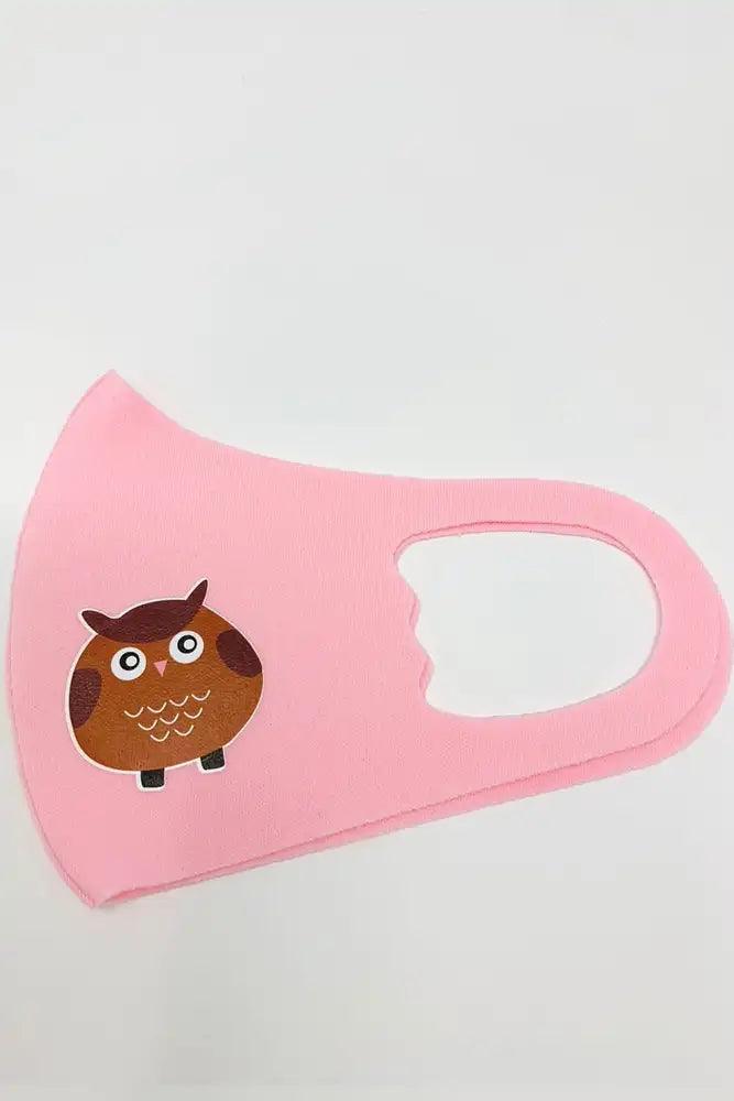 Pink Owl Print Reusable Kids Face Mask 1 Piece - AMIClubwear