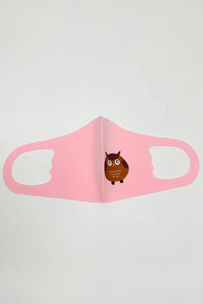 Pink Owl Print Reusable Kids Face Mask 1 Piece - AMIClubwear