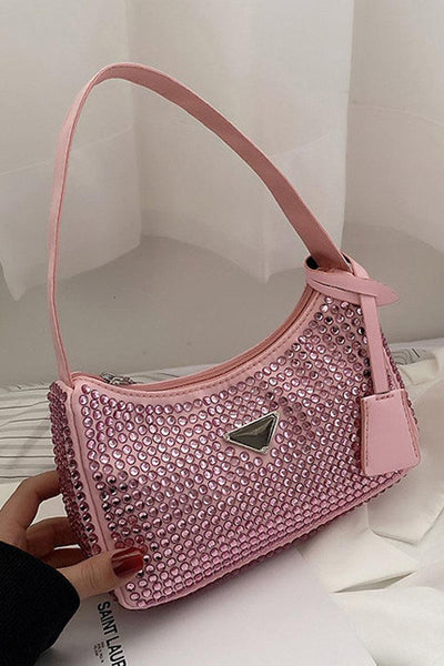 Pink Rhinestones Mini Handbag - AMIClubwear