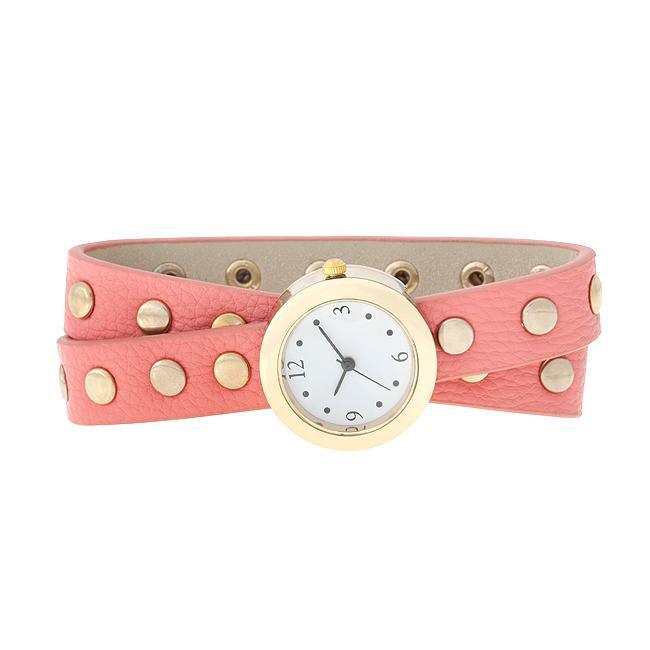 Pink Round Studded Wrap Watch - AMIClubwear