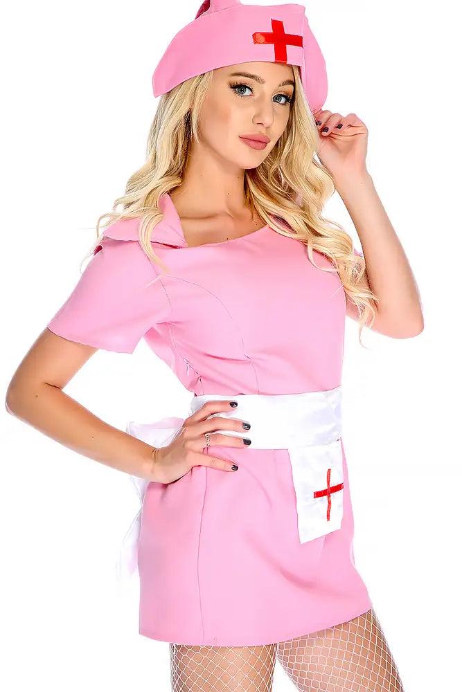 Pink Sexy Dress Uniform 3pc Nurse Costume - AMIClubwear