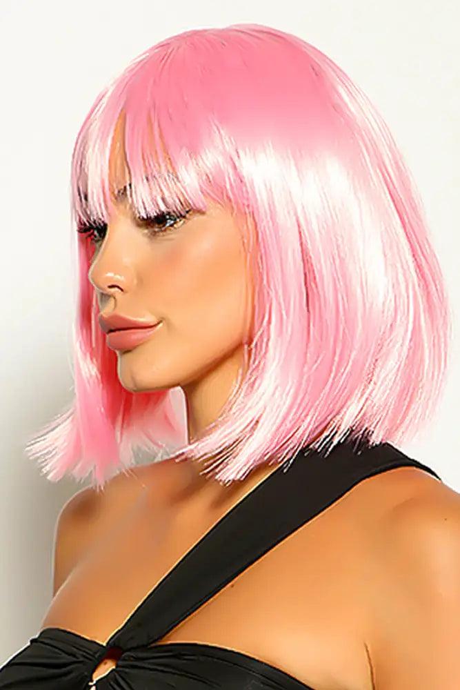 Pink Short Hair Bob Wig - AMIClubwear