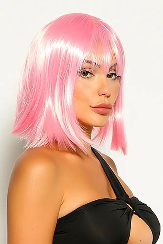 Pink Short Hair Bob Wig - AMIClubwear