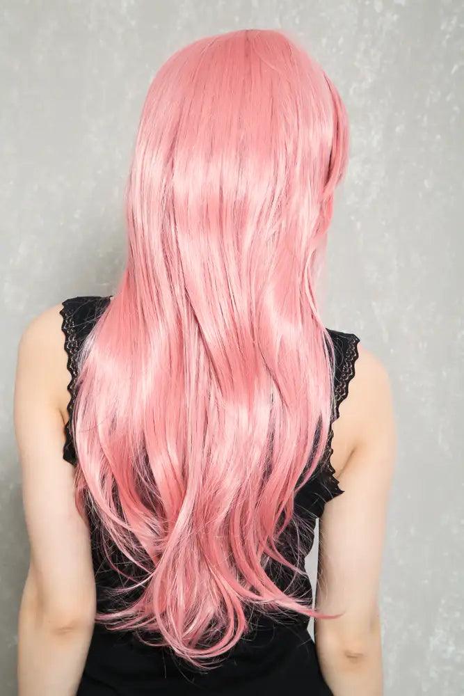 Pink Side Sweep Bangs Wavy Hair Costume Wig - AMIClubwear