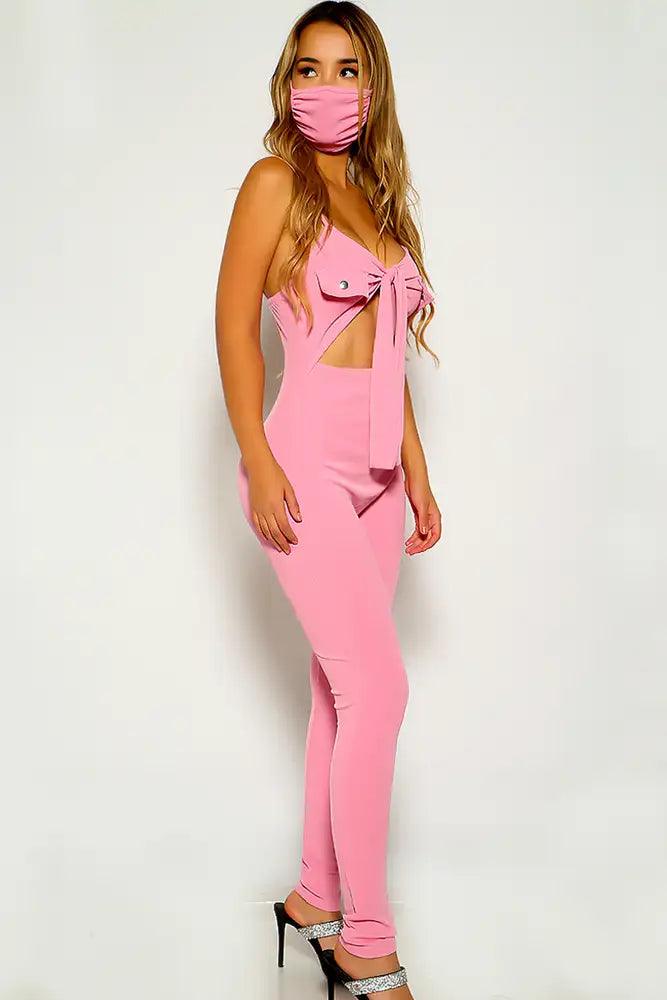 Pink Sleeveless Cut Out Jumpsuit - AMIClubwear