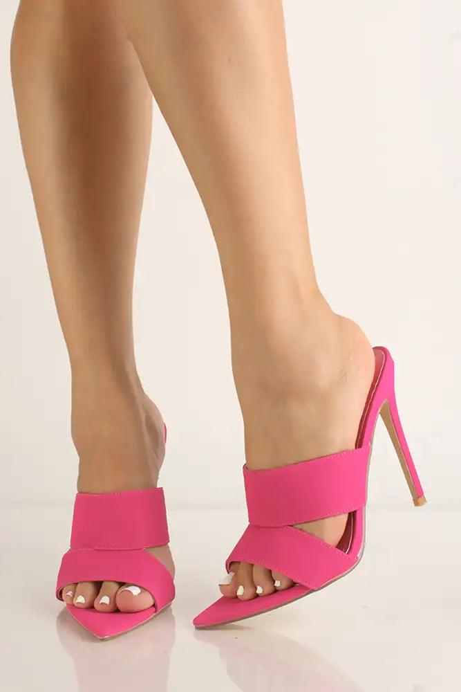 Pink Slip On Open Toe Heels - AMIClubwear