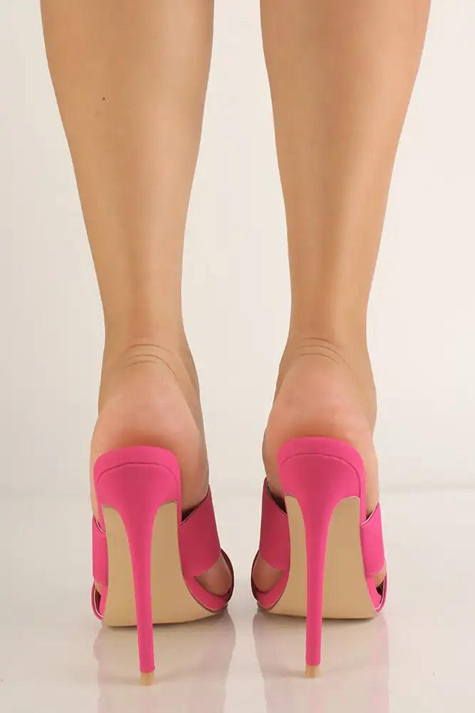 Pink Slip On Open Toe Heels - AMIClubwear