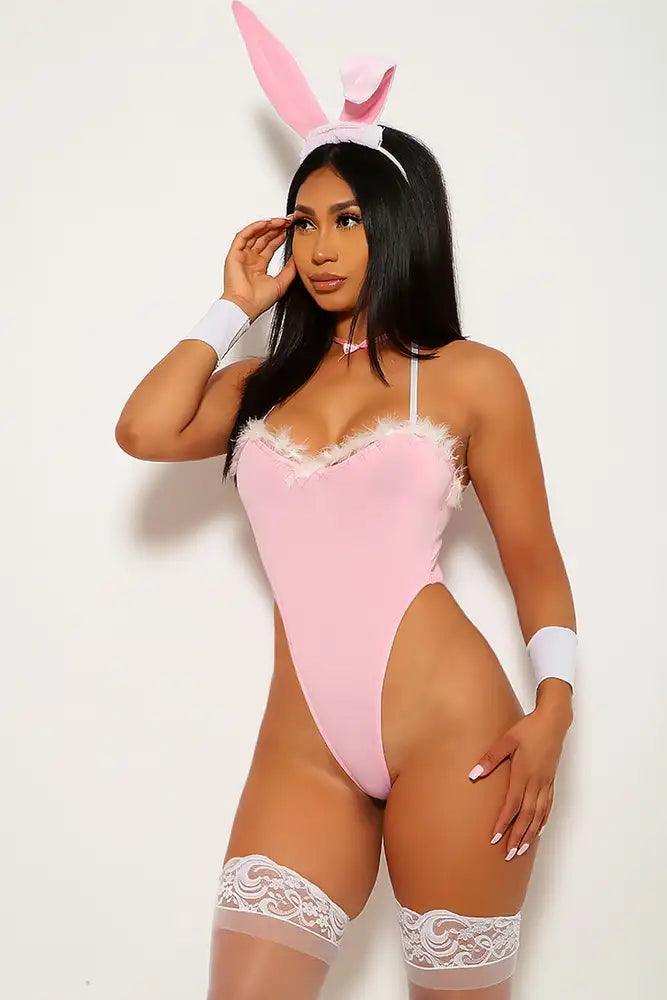 Pink Strapless High Cut Sexy Bunny Costume - AMIClubwear