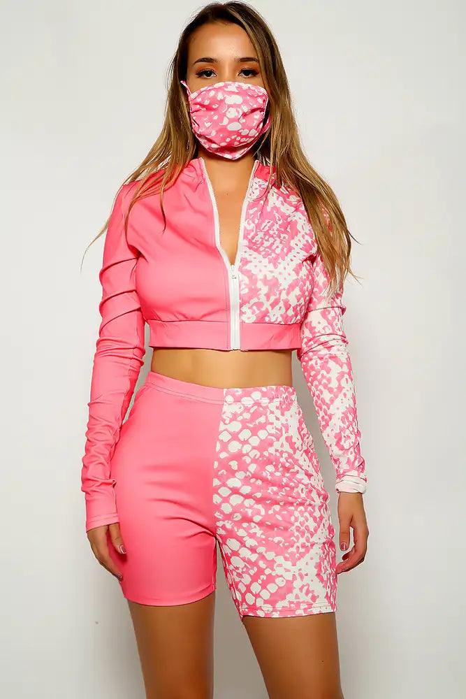 Pink White Three Piece Outfit - AMIClubwear