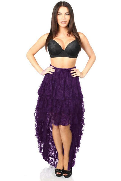 Plum High Low Lace Skirt - AMIClubwear