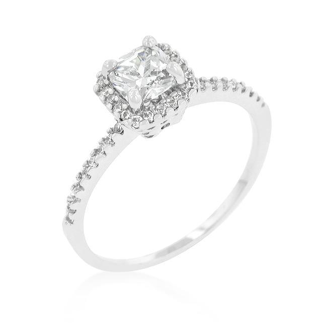 Princess Cut Halo Engagement Ring - AMIClubwear