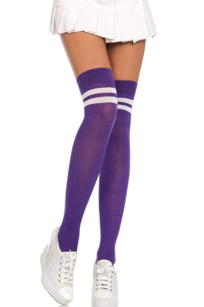 Purple Athletic Thigh High Stockings - AMIClubwear