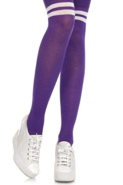 Purple Athletic Thigh High Stockings - AMIClubwear