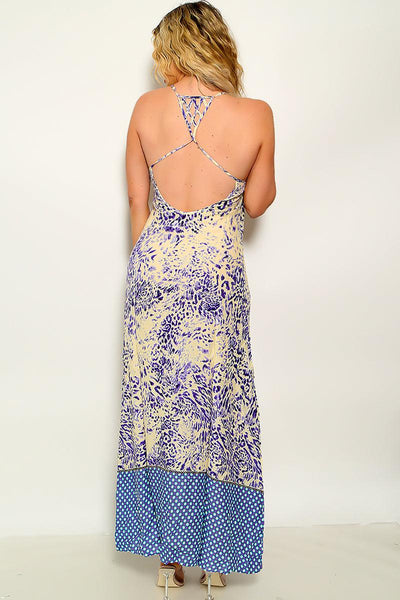 Purple Beige Sleeveless Backless Maxi Dress - AMIClubwear