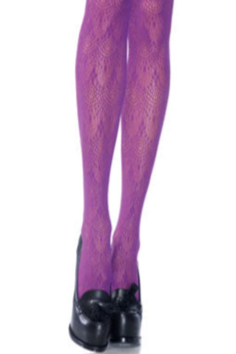 Purple Chandelier Lace Plus Size Pantyhose - AMIClubwear