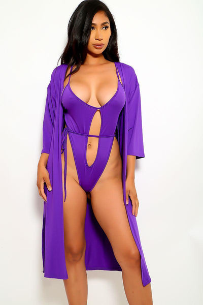 Purple Cut Out Two Piece Swimsuit - AMIClubwear