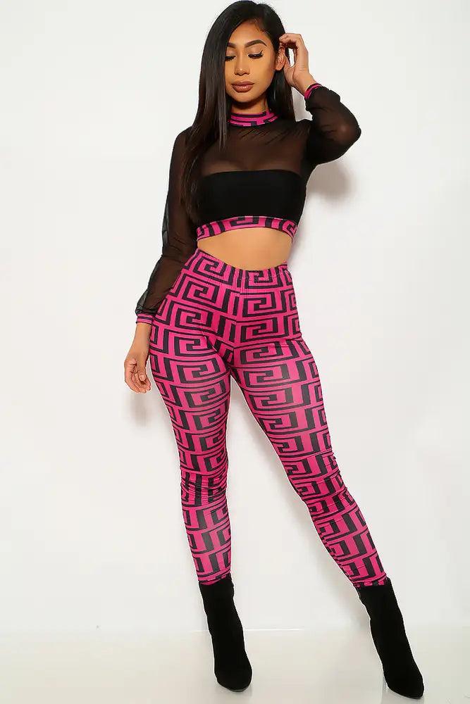 Purple Geometric Print Two Piece Outfit - AMIClubwear