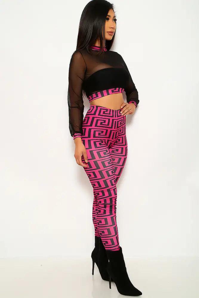 Purple Geometric Print Two Piece Outfit - AMIClubwear