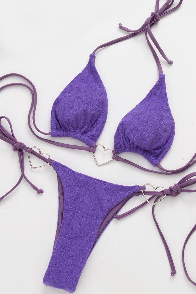 Purple Heart Accent Two Piece Sexy Swimsuit - AMIClubwear