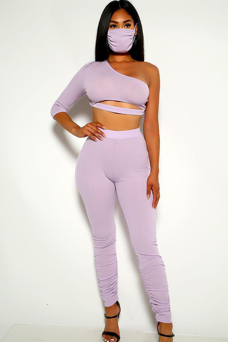 Purple Lilac Cut Out 3 Piece Outfit - AMIClubwear