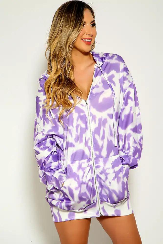 Purple Long Sleeve Two Tone Sweater - AMIClubwear