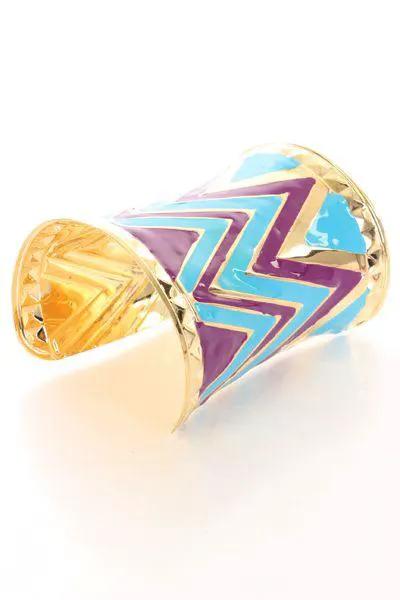Purple Multi Zig Zag Cuff Braclet