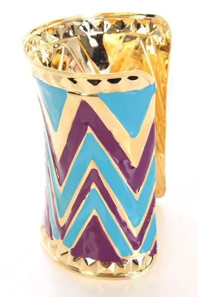 Purple Multi Zig Zag Cuff Braclet