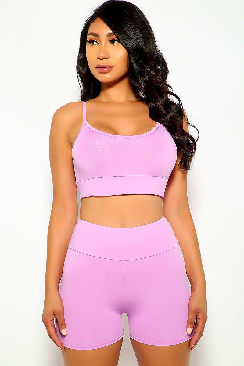 Purple Sleeveless Two Piece Outfit - AMIClubwear