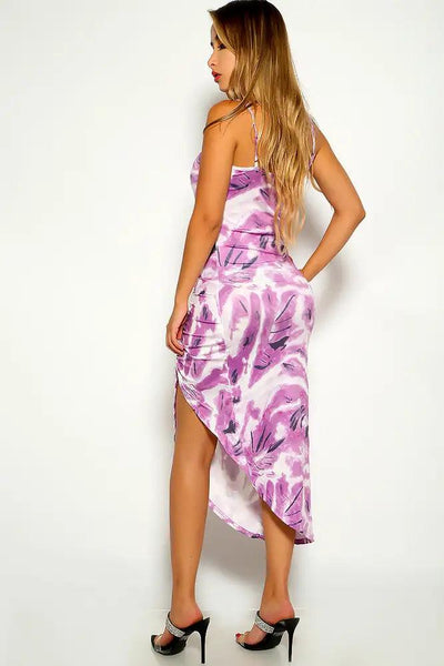 Purple Sleeveless Two Tone Ruched Dress - AMIClubwear