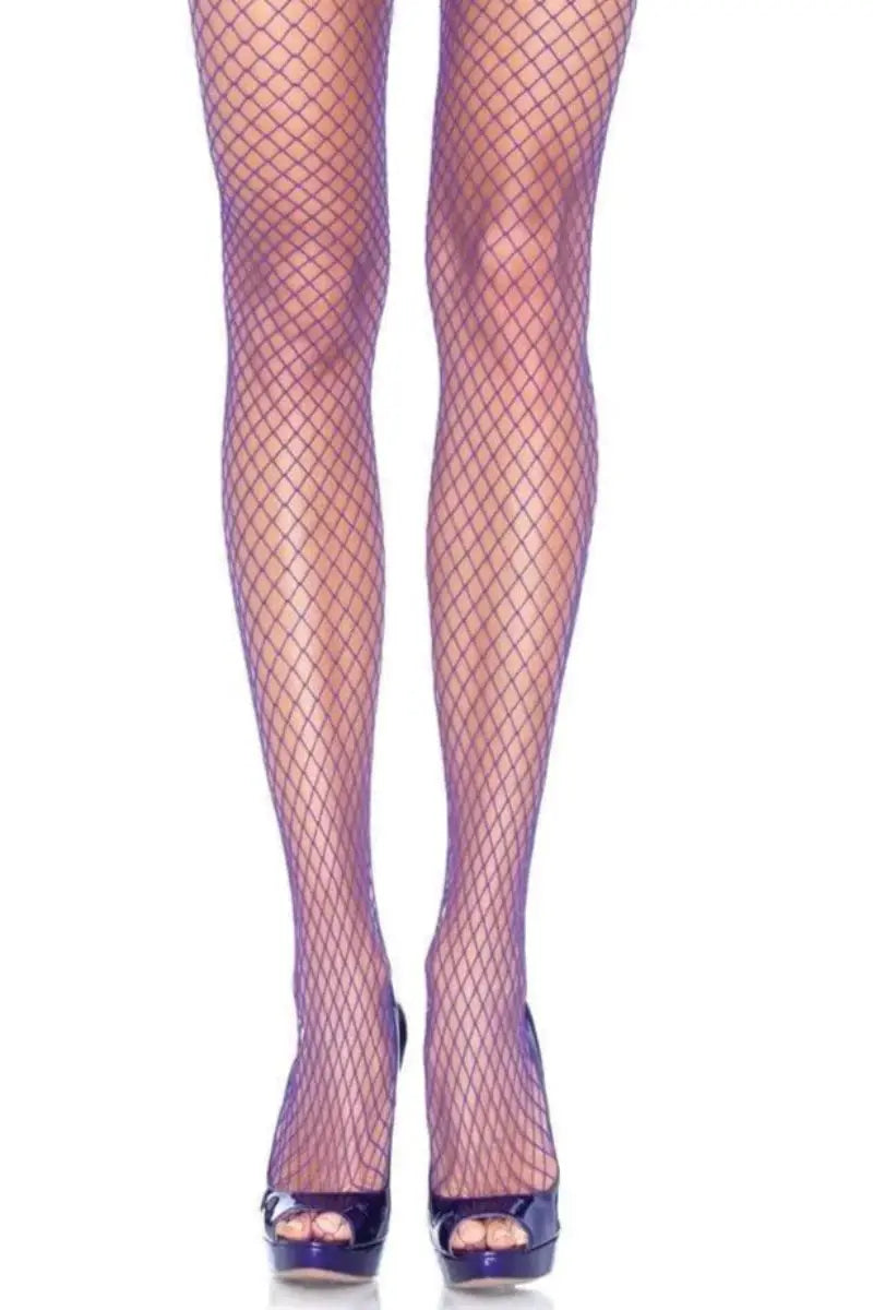 Purple Spandex Netted Pantyhose