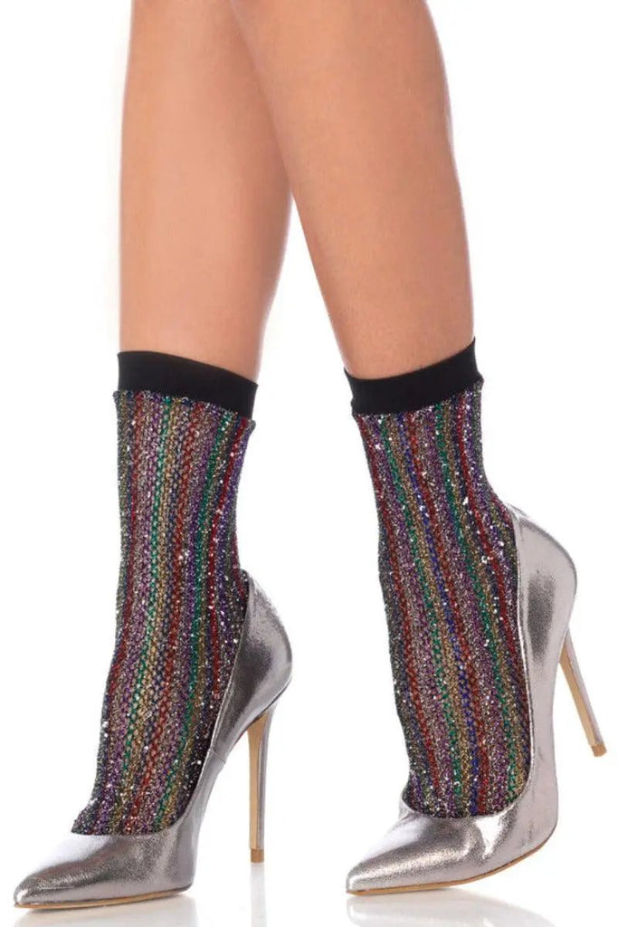 Rainbow Glitter Fishnet Anklets