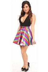 Rainbow Glitter PVC Skater Skirt - AMIClubwear