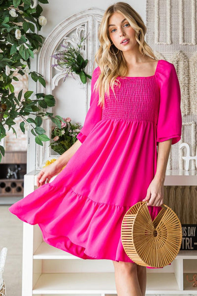 Reborn J Smocked Ruffle Hem Dress - AMIClubwear