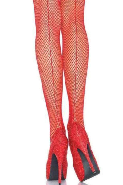 Red Backseam Fishnet Tights - AMIClubwear