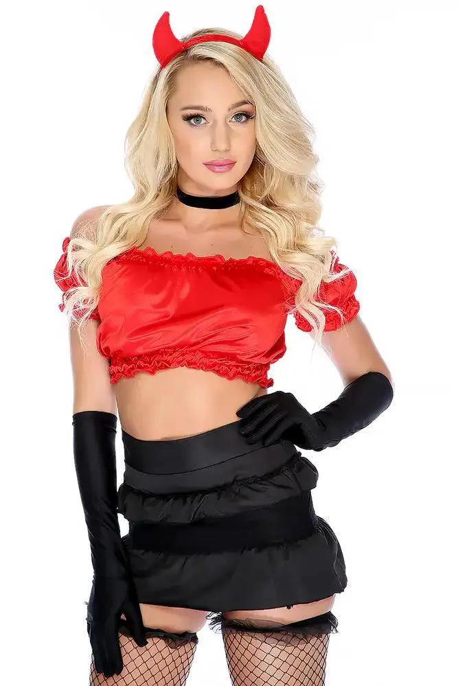 Red Black 5pc Sexy Devil Costume