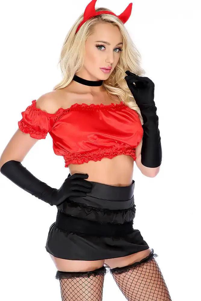 Red Black 5pc Sexy Devil Costume