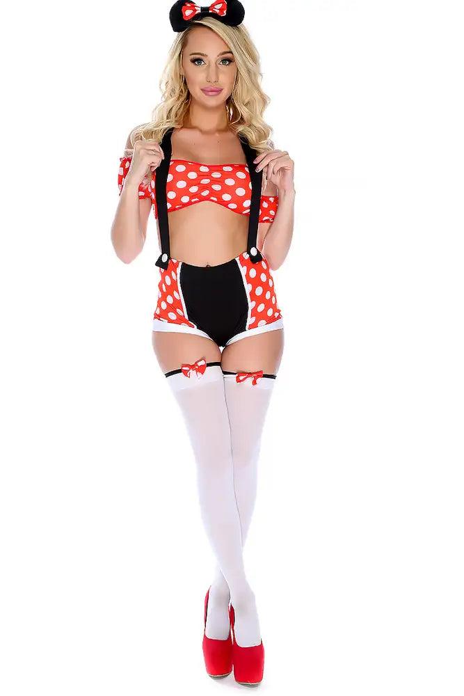 Red Black Miss Mouse 5pc Sexy Costume - AMIClubwear