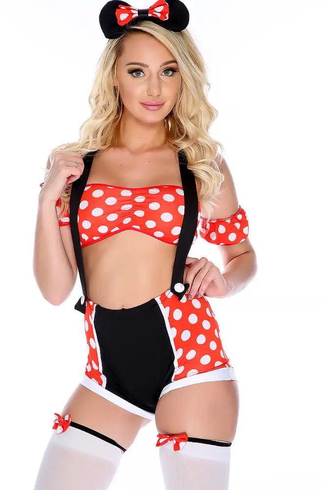 Red Black Miss Mouse 5pc Sexy Costume - AMIClubwear