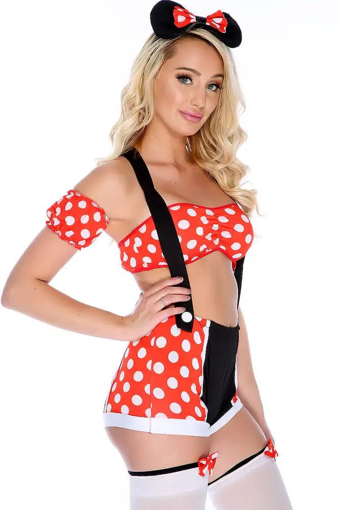 Red Black Miss Mouse 5pc Sexy Costume - AMIClubwear