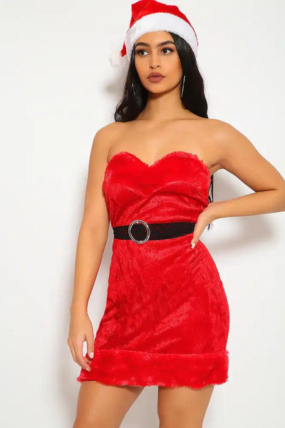 Red Black Mrs Clause Holiday Costume - AMIClubwear