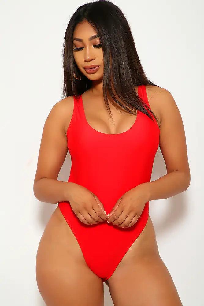 Red Cheeky One Piece Swimsuit - AMIClubwear