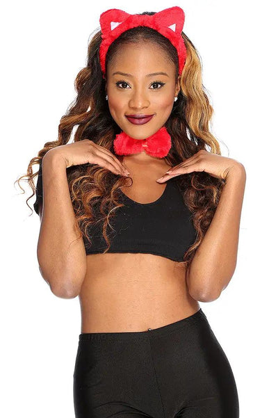 Red Devil Ear Headband Costume Accessory Set - AMIClubwear