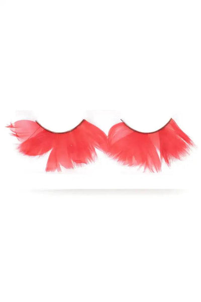 Red Faux Feather Eyelashes - AMIClubwear