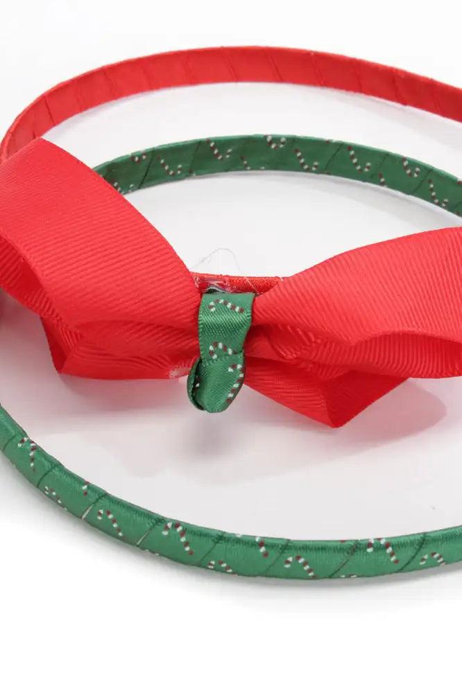 Red Green Candy Print Bow Accent Headband Set - AMIClubwear