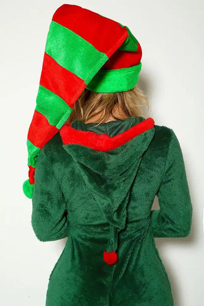 Red Green Striped Wired Holiday Chrismas Hat - AMIClubwear