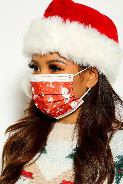 Red Holiday Print 20 Piece Surgical Masks - AMIClubwear