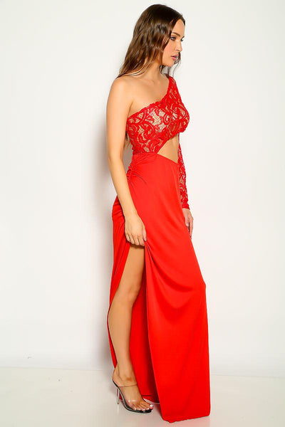 Red Lace Embroidered Maxi Sexy Party Dress - AMIClubwear
