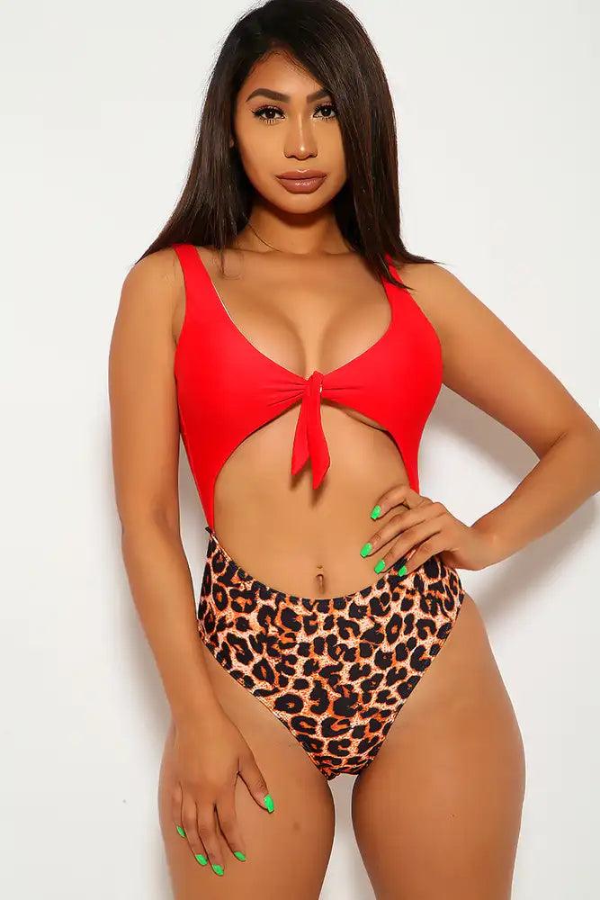 Red Leopard Monokini - AMIClubwear