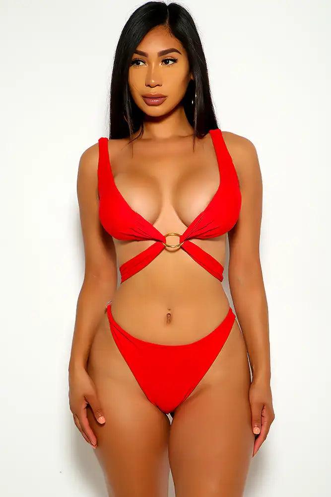 Red O-Ring Two Piece Swimsuit - AMIClubwear