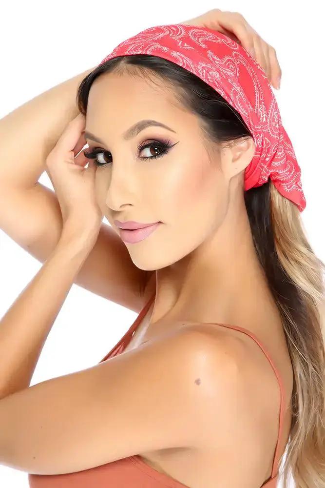 Red Paisley Graphic Print Scarf Headwear Multifunctional Accessory